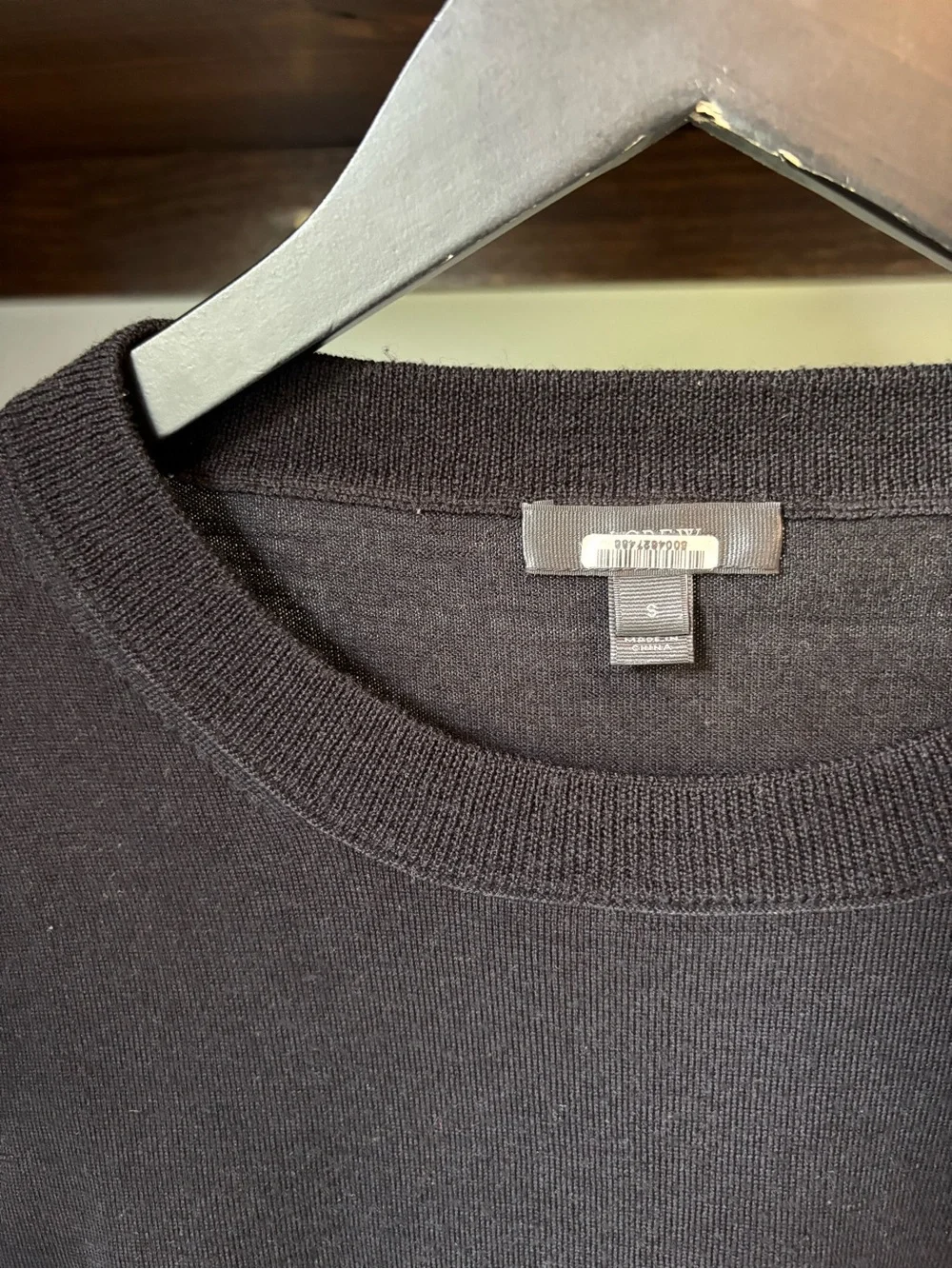 J. Crew 100% Merino Wool Black Crewneck Sweater